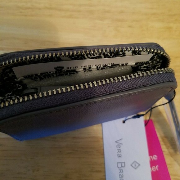 NWT Vera Bradley Leather Small Wallet RFID Gray - Picture 7 of 7